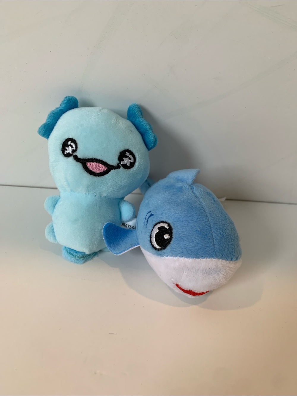 Axolotl and Shark Mini Blue Plush Sea Toy Stuffed Animals Kawaii Marine Life Set